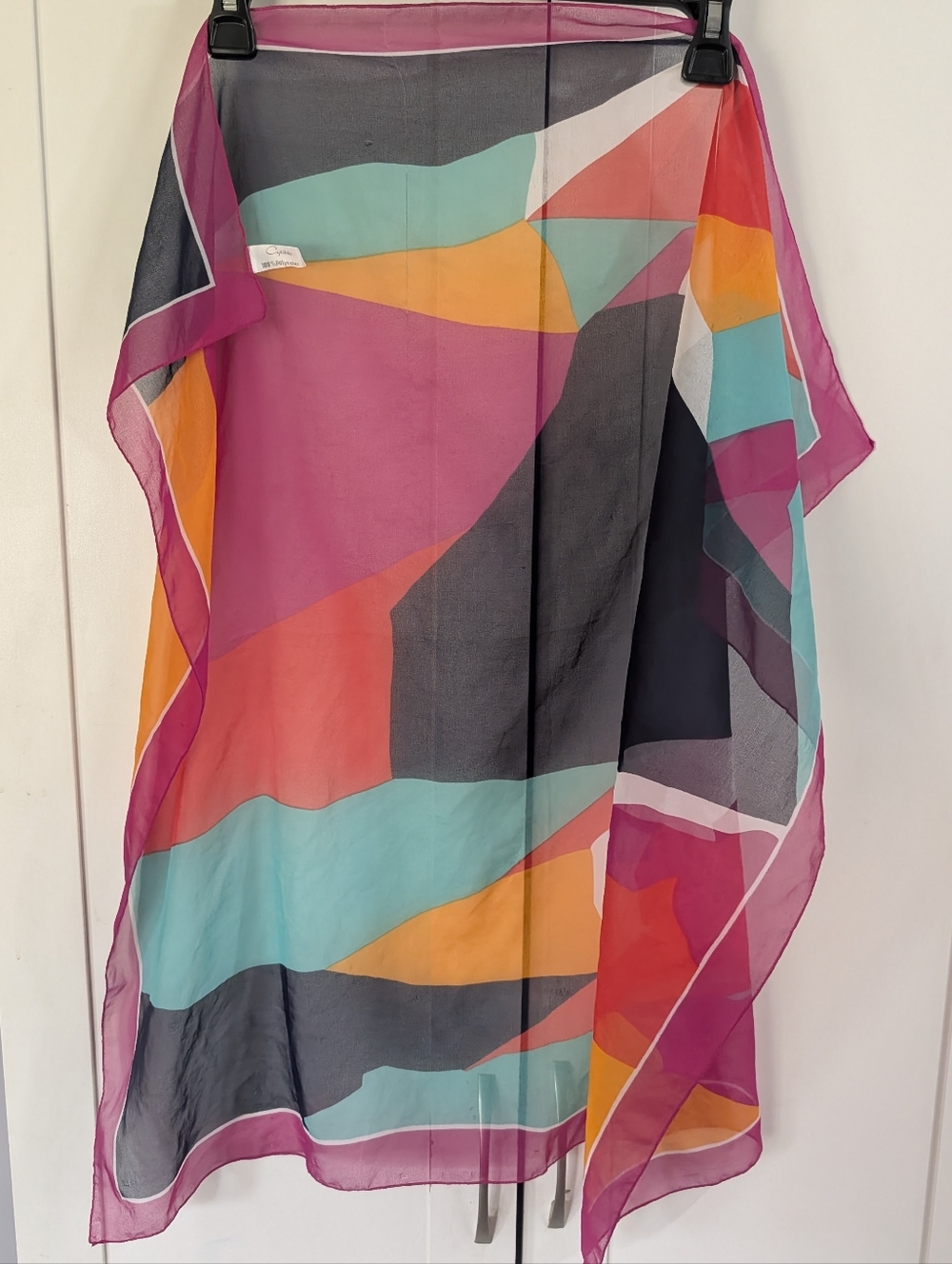 Geometric Colorblock Sheer Scarf - Multicolor